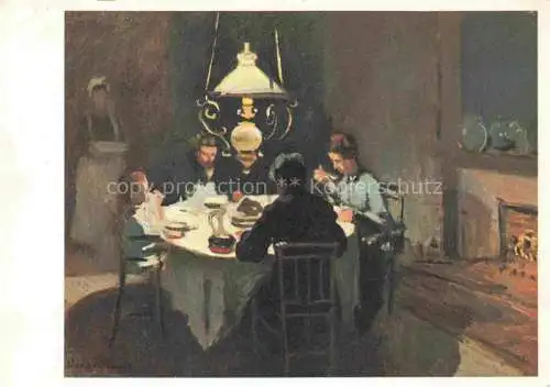 AK / Ansichtskarte MONET Claude-Oscar (1840-1926) Kuenstlerkarte Abendessen bei Sisley