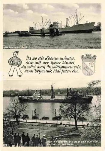 AK / Ansichtskarte Vegesack Lesummuendung Stadt am hohen Ufer Stadtgarten Weser