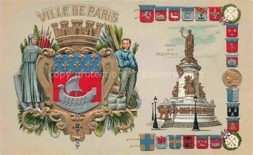 AK / Ansichtskarte PARIS 75 Wappen Ville de Paris Statue de la République