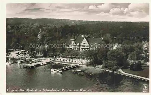 AK / Ansichtskarte Wannsee STEGLITZ-ZEHLENDORF BERLIN Schwedischer Pavillon am Wannsee Original-Luftschiffaufnahme