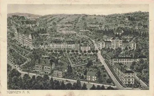 AK / Ansichtskarte TueBINGEN BW Stadtpanorama aus der Vogelperspektive Universitaetskliniken Kuenstlerkarte
