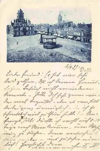 AK / Ansichtskarte DELFT NL Stadtzentrum Marktplatz Rathaus