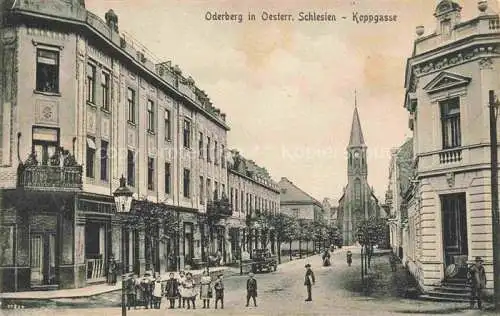 AK / Ansichtskarte Oderberg Bohumin Bogumin CZ Koppgasse Kirche Stempel