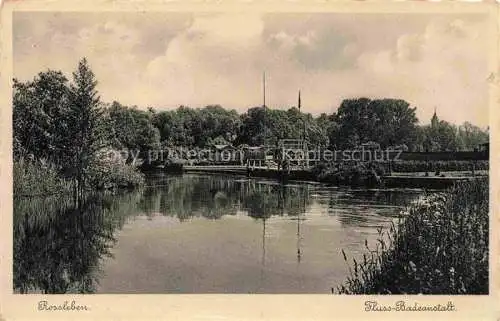 AK / Ansichtskarte Rossleben Thueringen Fluss Badeanstalt