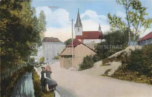 AK / Ansichtskarte Solnice Solnitz Reichenau Knieschna CZ Blick zur Kirche