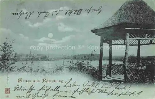 AK / Ansichtskarte Ratzeburg Schleswig-Holstein Pavillon Partie am Wasser im Mondschein Deutsche Reichspost