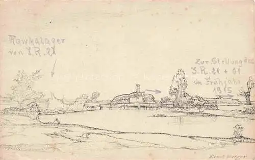 AK / Ansichtskarte Rawka Gebiet Lodz PL Ruinenquartier Kuenstlerkarte