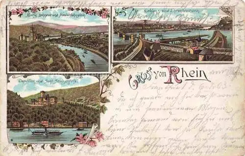 AK / Ansichtskarte KOBLENZ  Rhein Burg Lahneck und Niederlahnstein Ehrenbreitstein Capellen Schloss Stolzenfels Litho