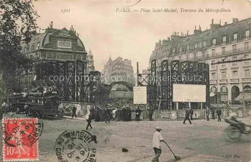 AK / Ansichtskarte PARIS 75 Place Saint Michel Travaux du Métropolitain