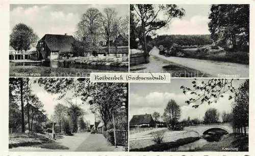 AK / Ansichtskarte Rothenbek Sachsenwald Kuddewoerde Schleswig-Holstein Grander Muehle Sachsenwald Hauptstrasse Kreuzung Bruecke
