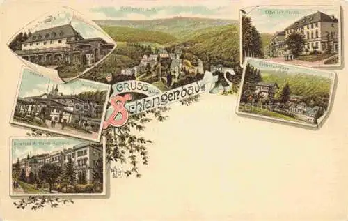 AK / Ansichtskarte Schlangenbad Taunus Hessen Panorama Hotel Restaurant Kurhaus Eltvillerstrasse Schweizerhaus Litho