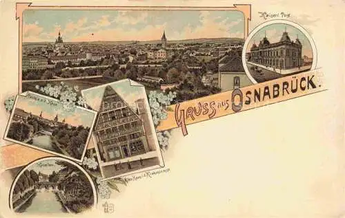 AK / Ansichtskarte OSNABRueCK Panorama Partie an der Hase Kaiserliche Post Altes Haus Hasetor Litho