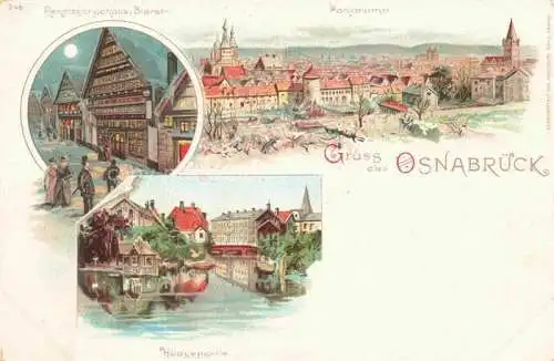 AK / Ansichtskarte OSNABRueCK Panorama Renaissancehaus Bierstrasse Haasepartie Kuenstlerkarte