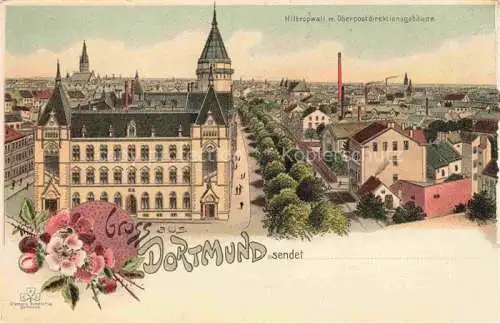 AK / Ansichtskarte DORTMUND Panorama Hiltropwall mit Oberpostdirektionsgebaeude Litho