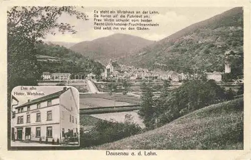 AK / Ansichtskarte Dausenau Rheinland-Pfalz Panorama Lahntal Das alte Histor Wirtshaus Poesie