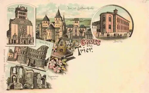 AK / Ansichtskarte TRIER Panorama Dom Liebfrauenkirche Basilika Matthiaskirche Porta Nigra Kaiserpalast Ruinen Litho