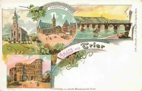 AK / Ansichtskarte TRIER Pauluskirche Marktplatz Panorama Porta Nigra Kuenstlerkarte Deutsche Reichspost
