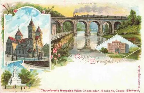 AK / Ansichtskarte Elberfeld Barmen WUPPERTAL Wupper-Viadukt Eisenbahn Realgymnasium Marienkirche Kriegerdenkmal