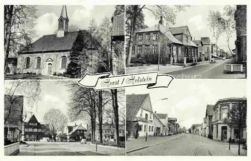 AK / Ansichtskarte Horst Holstein Steinburg Teilansichten Kirche Hauptstrasse