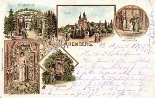 AK / Ansichtskarte Arenberg KOBLENZ Rheinland-Pfalz Eingang zum Oelberg Christus Statue Herz. Jesu Grotte Kirche Aufopferung des Kindes Marie Litho Deutsche Reichspost