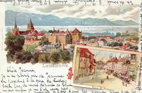 AK / Ansichtskarte LAUSANNE VD Vue générale Place St. Francois Kuenstlerkarte