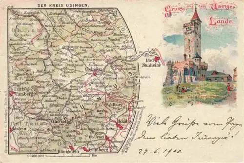 AK / Ansichtskarte Usingen Landkarte Usinger Land Feldbergturm im Taunus Kuenstlerkarte