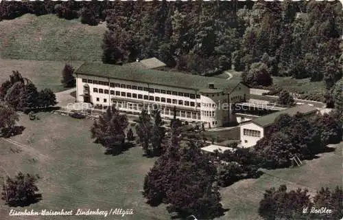 AK / Ansichtskarte Lindenberg Allgaeu Eisenbahn Waisenhort Fliegeraufnahme