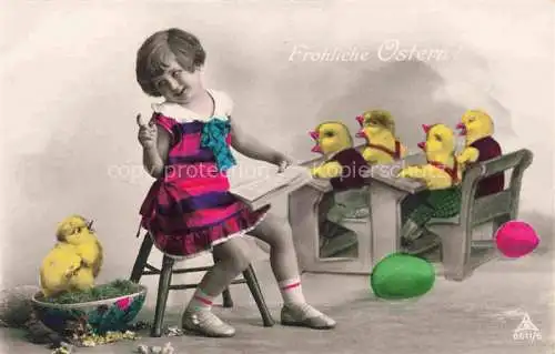AK / Ansichtskarte Foto PH Paris Nr. 6611/6 Ostern Paques Kueken Maedchen Schule 