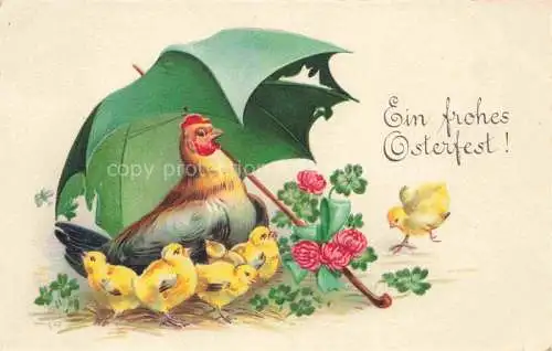 AK / Ansichtskarte Ostern Easter Paques Pasqua-- Huhn Kueken Regenschirm 