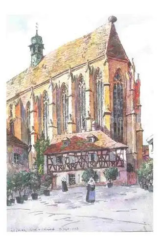 AK / Ansichtskarte HANSI  Waltz J J (1873-1951) Kuenstlerkarte Alsace Elsass Colmar Cour de ancien Hopital