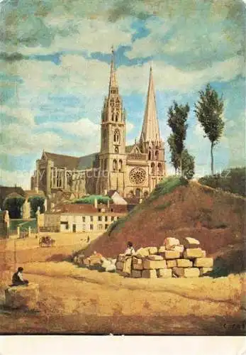 AK / Ansichtskarte COROT Jean-Baptiste Camille (1796-1875) Kuenstlerkarte Cathedrale Chartres 