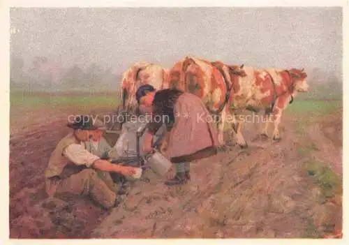 AK / Ansichtskarte BACHMANN Hans (1852-1917) Kuenstlerkarte Rast auf dem Felden 