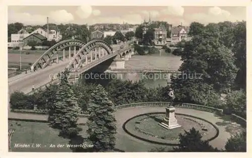 AK / Ansichtskarte Minden  Westfalen Weser NRW Partie an der Weserbruecke Denkmal