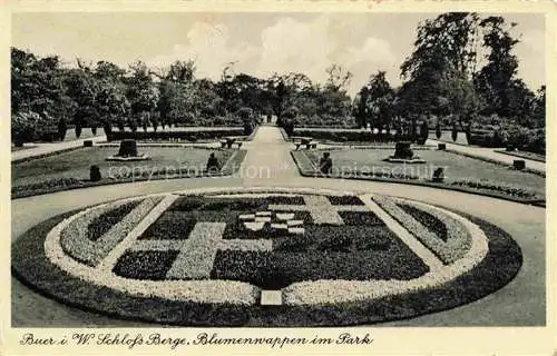 AK / Ansichtskarte Buer Gelsenkirchen Schlossberge Blumenwappen im Park