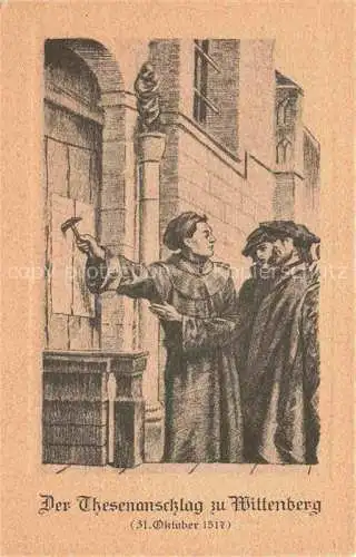 AK / Ansichtskarte WITTENBERG  Lutherstadt Der Thesenanschlag 31. Oktober 1517 Kuenstlerkarte Luther-Filmdenkmal