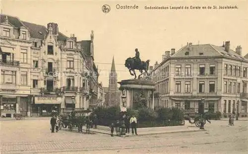 AK / Ansichtskarte Oostende OSTENDE West-Vlaanderen Belgie Gedenkteeken Leopold de Eerste en de St. Jozefskerk Denkmal
