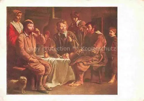 AK / Ansichtskarte LE NAIN Antoine Louis Mathieu (1588-1677) Kuenstlerkarte Laendliche Mahlzeit Hund 