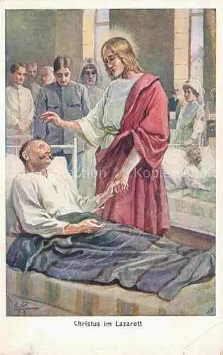 AK / Ansichtskarte Jesus Christus Christentum Christus im Lazarett Rotes Kreuz