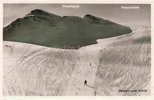 AK / Ansichtskarte Kueblis Praettigau-Davos GR Wintersportplatz Alpen Abfahrt nach Kueblis Weissfluhjoch Wasserscheide