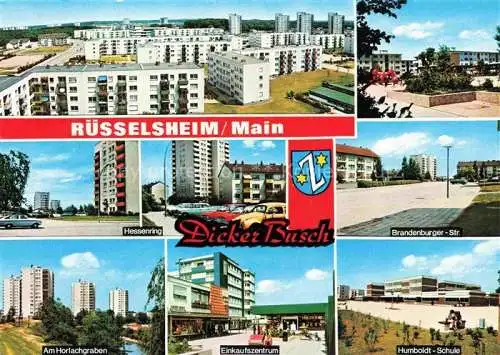 AK / Ansichtskarte RuessELSHEIM Main Panorama Hessenring Dicker Busch Brandenburger Strasse Horlachgraben Einkaufszentrum Humboldt Schule
