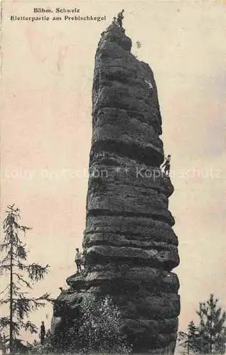 AK / Ansichtskarte Prebischkegel Prebischtor Pravcicka Brana CZ Kletterpartie am Felsen Boehmische Schweiz