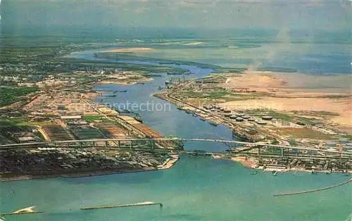 AK / Ansichtskarte Corpus Christi Texas USA Harbor Bridge and Seaport Entrance Air view