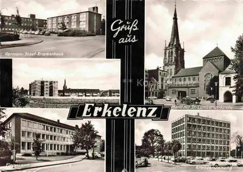 AK / Ansichtskarte Erkelenz Hermann-Josef-Krankenhaus Markt St. Lambertus-Kirche Finanzamt Kreisverwaltung