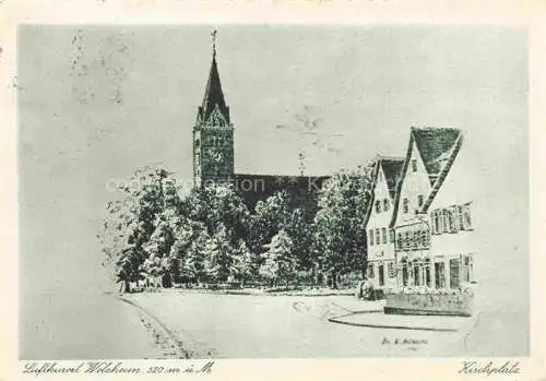 AK / Ansichtskarte Welzheim BW Kirchplatz Kirche Kuenstlerkarte
