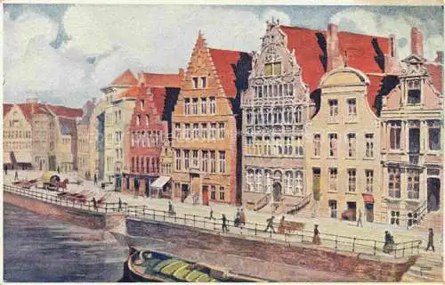 AK / Ansichtskarte Gand  GENT Belgie Quai aux Herbes Aquarel Kuenstlerkarte