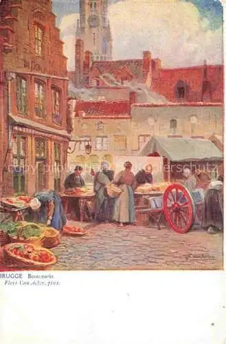 AK / Ansichtskarte BRUGGE Bruges Belgie Botermarkt Flori Van Acher Kuenstlerkarte