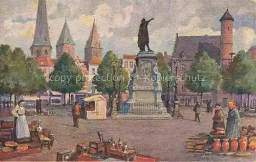 AK / Ansichtskarte Gand  GENT Belgie Marché du Vendredi Aquarel Kuenstlerkarte