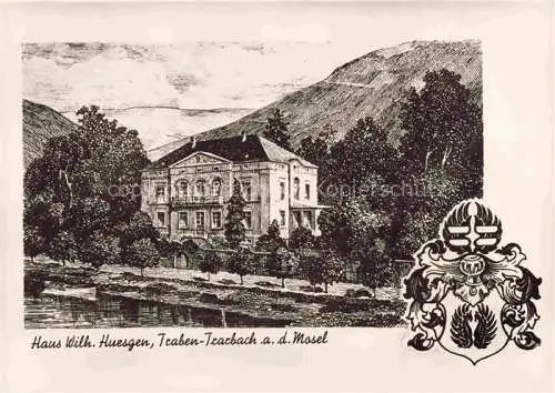AK / Ansichtskarte Traben-Trarbach Mosel Haus Wilhelm Huesgen Wappen Zeichnung Kuenstlerkarte Bromsilber