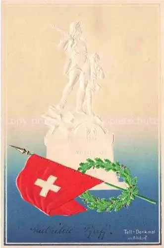 AK / Ansichtskarte Skulpturen Wilhelm Tell Denkmal Altdorf Schweiz 