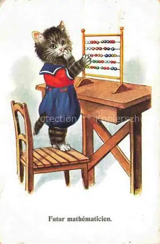AK / Ansichtskarte Schule School Ecole Escuela Scuola-- Futur mathematicien Mathe Katze 